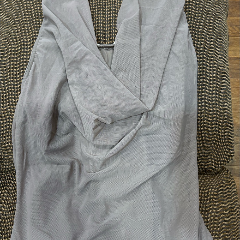Halter leotard with mesh dress.